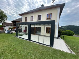 Pergola Glasdach für Terrasse anthrazit