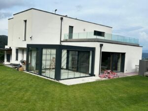 Pergola Glasdach für Terrasse anthrazit