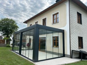 Pergola Glasdach für Terrasse anthrazit