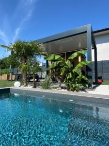 Pergola Lamellendach anthrazit mit LED integriert