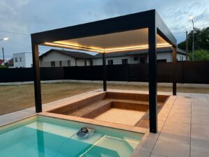 Heliomatik Pergola Lamellendach anthrazit mit LED integriert Amstetten, Wieselburg, Scheibbs, Waidhofen, Linz, Wels, Steyr, Enns, Vöcklabruck, Attersee, Salzburg, Steiermark