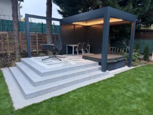 Heliomatik Pergola Lamellendach anthrazit mit LED integriert Amstetten, Wieselburg, Scheibbs, Waidhofen, Linz, Wels, Steyr, Enns, Vöcklabruck, Attersee, Salzburg, Steiermark