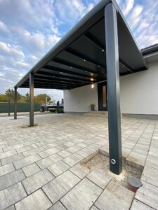 Carport Pergola Paneeldach für als Carport , für Terrasse oder Balkon anthrazit mit integrierten LED Amstetten, Waidhofen, Steyr, Linz, Wels, Melk, Scheibbs, Ried, Vöcklabruck, Wels