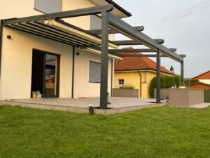 Heliomatik Pergola Faltdach anthrazit Amstetten, Wieselburg, Scheibbs, Waidhofen, Linz, Wels, Steyr, Enns, Vöcklabruck, Attersee, Salzburg, Steiermark