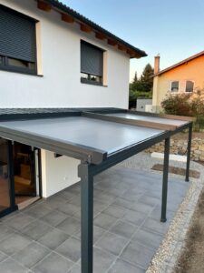 Heliomatik Pergola Faltdach mit integrierten LED anthrazit