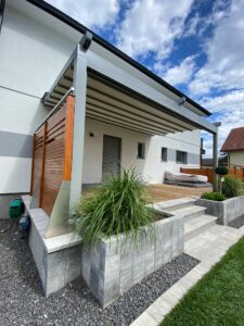 Heliomatik Pergola Faltdach anthrazit